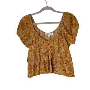 Pink Rose V neck cropped top M